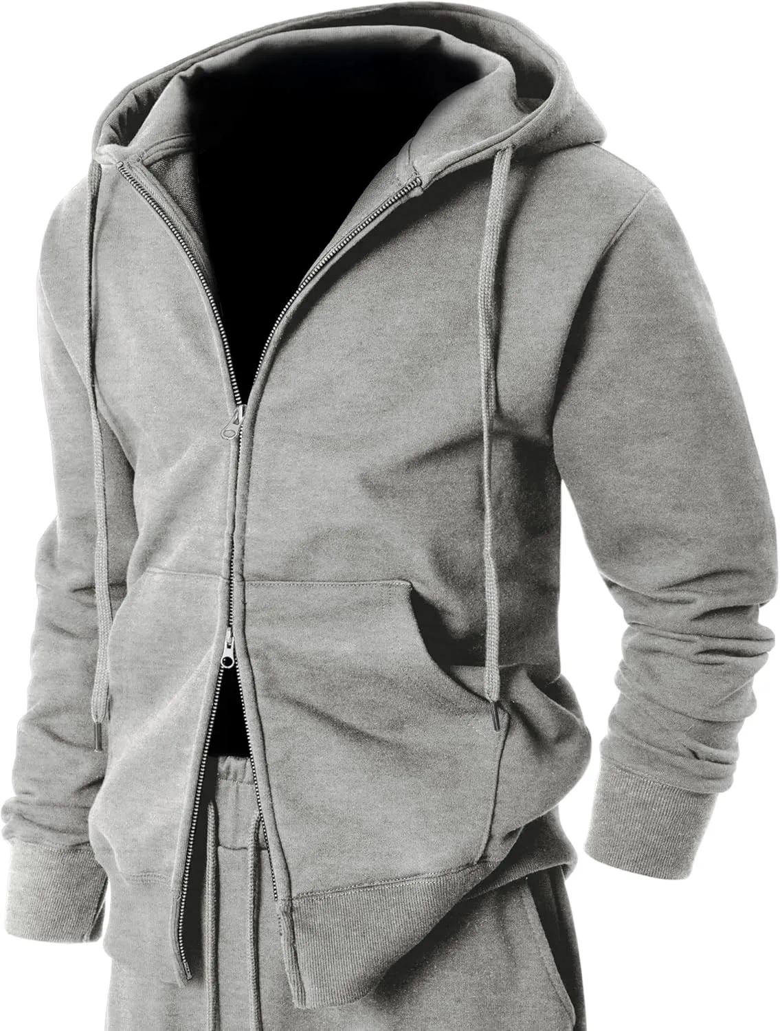 Ohoo Men's Zip Up Hoodie Lightweight Sweatshirt Full Zip Hooded Jacket