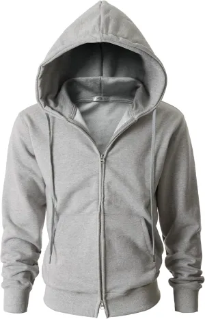 Ohoo Men's Zip Up Hoodie Lightweight Sweatshirt Full Zip Hooded Jacket