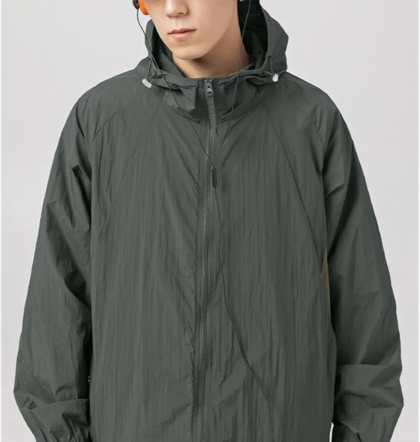 Outdoor Sun Protection Jacket for Men Breathable Mesh Quick-Drying Cooling Jacket Sports Jacket with Brim