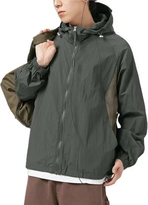 Outdoor Sun Protection Jacket for Men Breathable Mesh Quick-Drying Cooling Jacket Sports Jacket with Brim