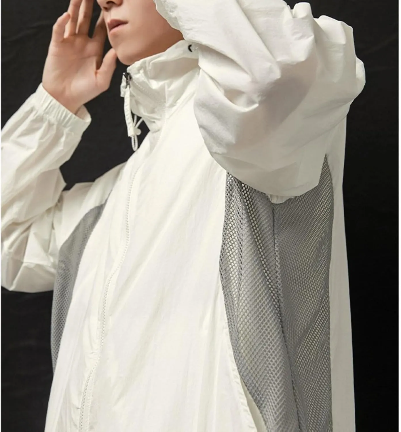 Outdoor Sun Protection Jacket for Men Breathable Mesh Quick-Drying Cooling Jacket Sports Jacket with Brim