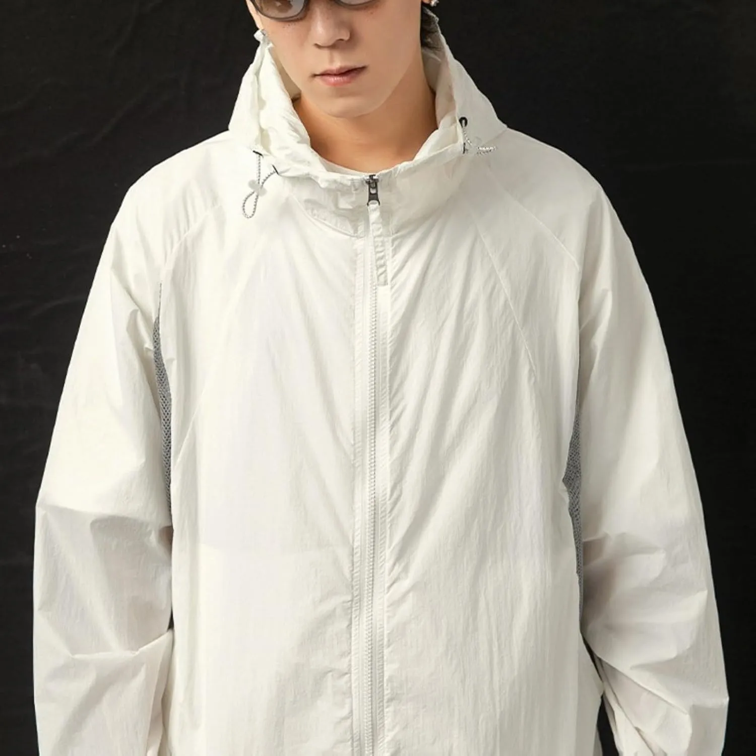 Outdoor Sun Protection Jacket for Men Breathable Mesh Quick-Drying Cooling Jacket Sports Jacket with Brim