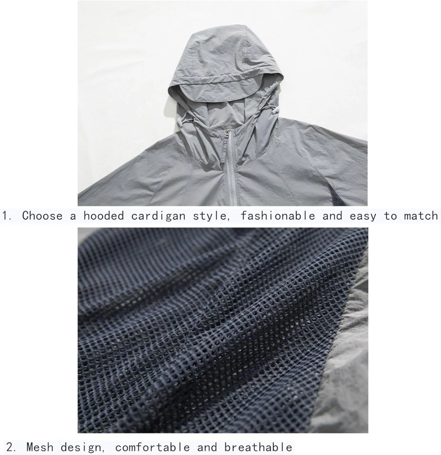 Outdoor Sun Protection Jacket for Men Breathable Mesh Quick-Drying Cooling Jacket Sports Jacket with Brim