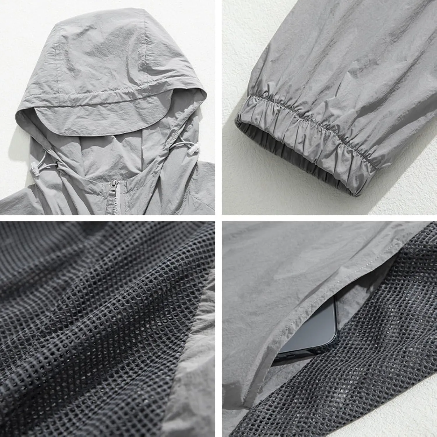 Outdoor Sun Protection Jacket for Men Breathable Mesh Quick-Drying Cooling Jacket Sports Jacket with Brim