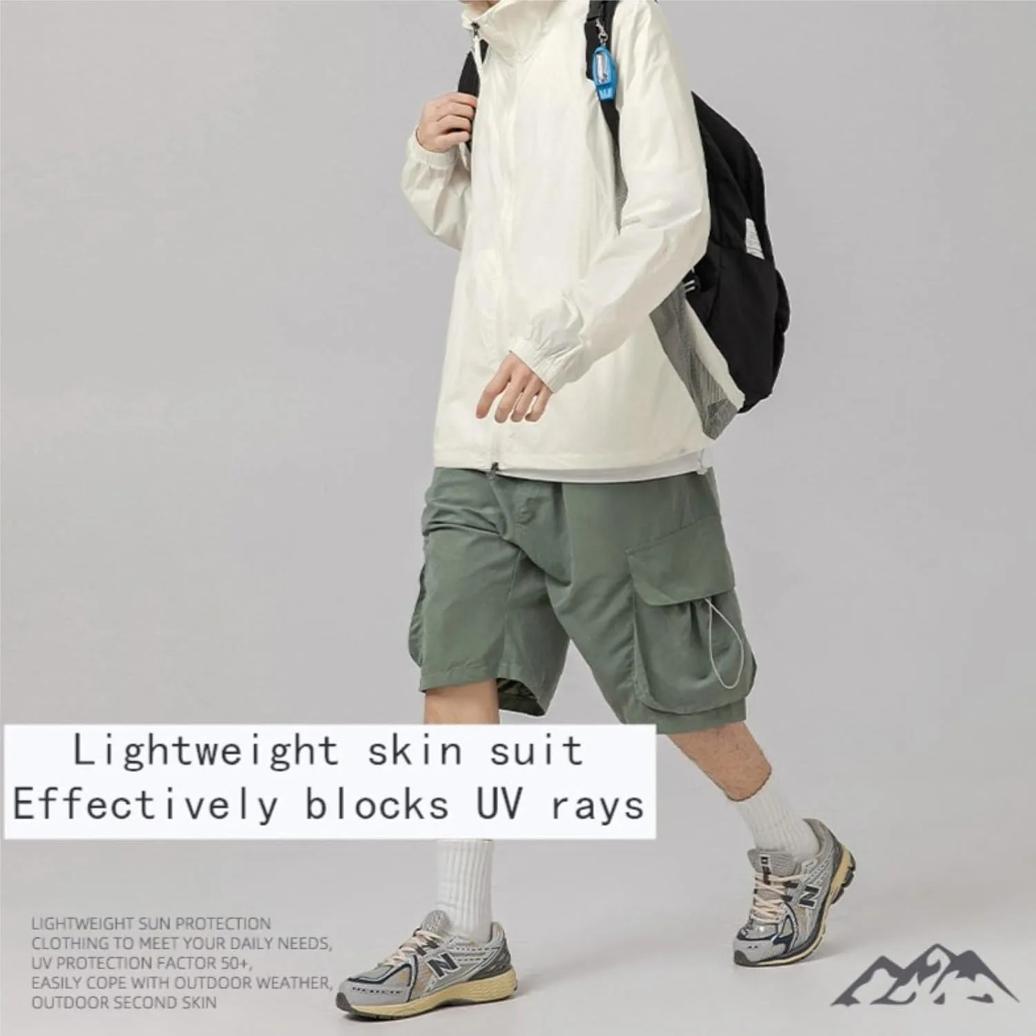 Outdoor Sun Protection Jacket for Men Breathable Mesh Quick-Drying Cooling Jacket Sports Jacket with Brim