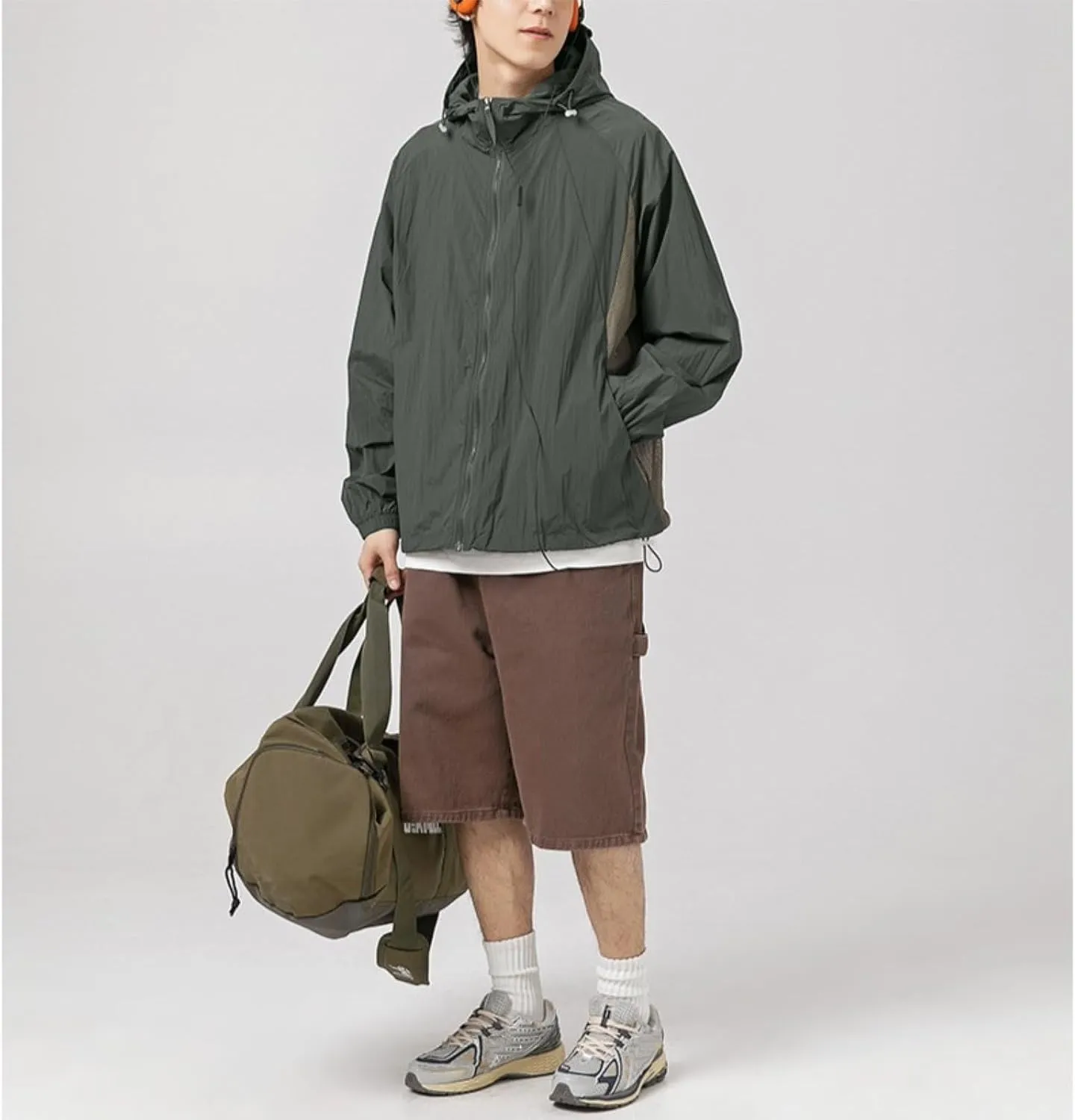 Outdoor Sun Protection Jacket for Men Breathable Mesh Quick-Drying Cooling Jacket Sports Jacket with Brim