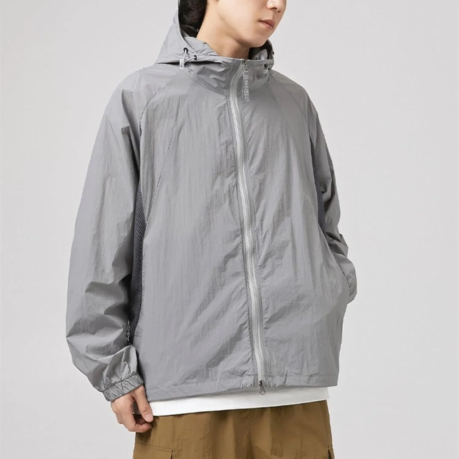 Outdoor Sun Protection Jacket for Men Breathable Mesh Quick-Drying Cooling Jacket Sports Jacket with Brim