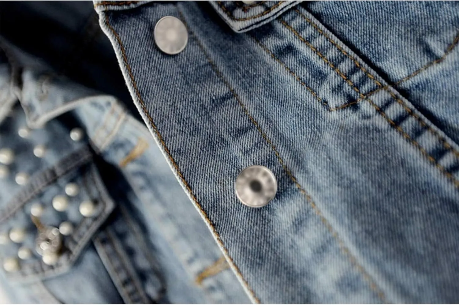 Oversized Denim Jacket Women Embroidered Pearls Short Crop Jean Jacket Button Down Distressed Denim Shacket Pockets