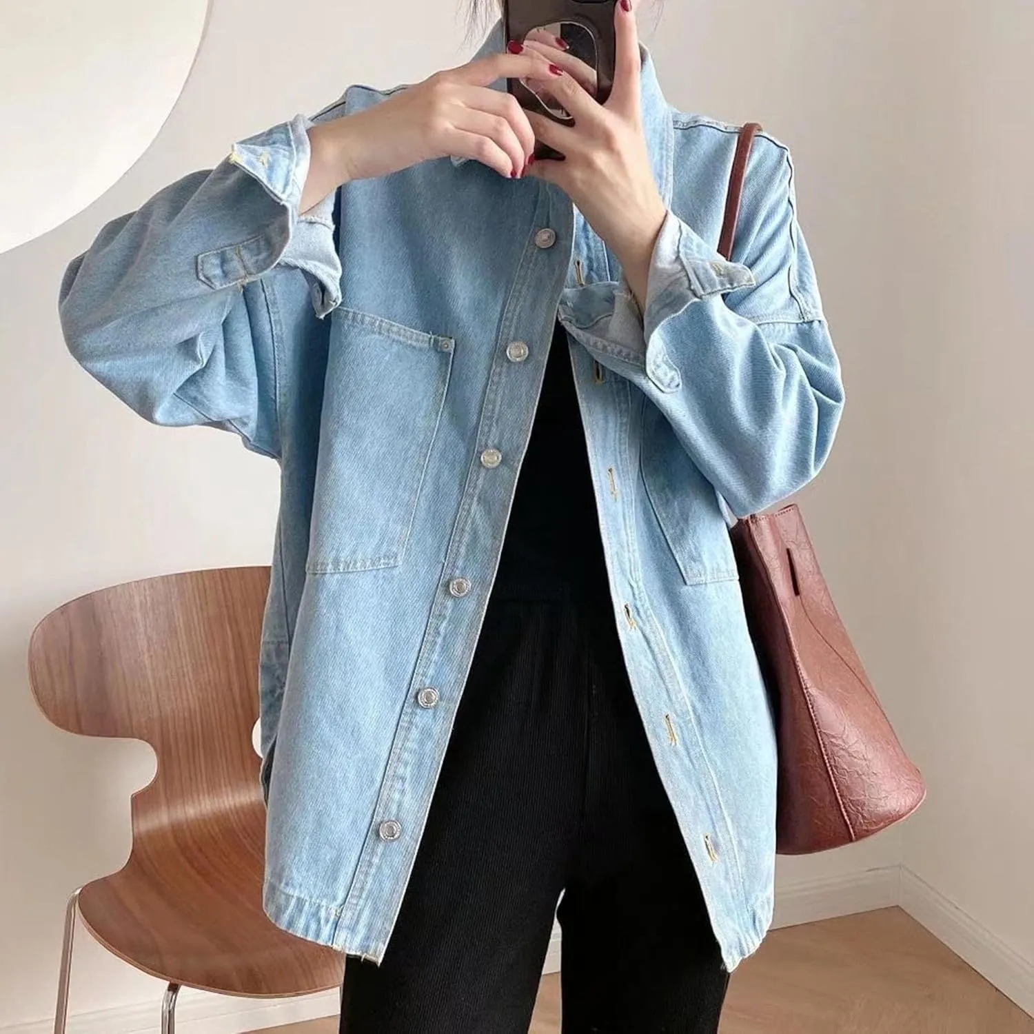 Oversized Denim Jacket Women Jackets for Women Casual Womens Denim Jacket Oversize Boyfriend Jean Jacket Shirt