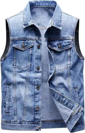 Oversized Denim Vest For Women Jackets Trendy Jeans Classic Sleeveless Distressed Vest Oversized Boyfriend Outerwear