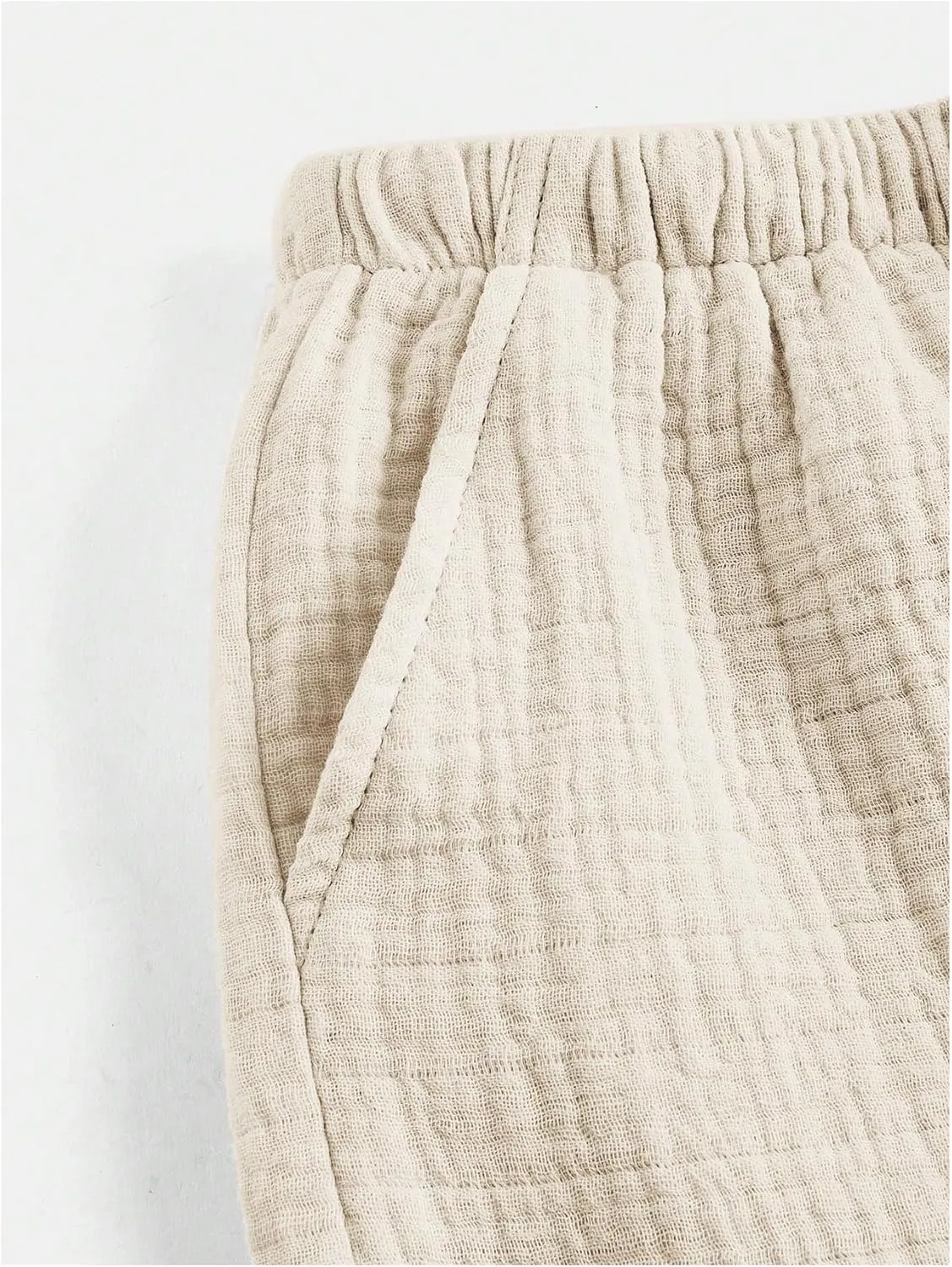 OYOANGLE Girl's Linen Pants Elastic Drawstring Waist Straight Leg Trousers with Pocket