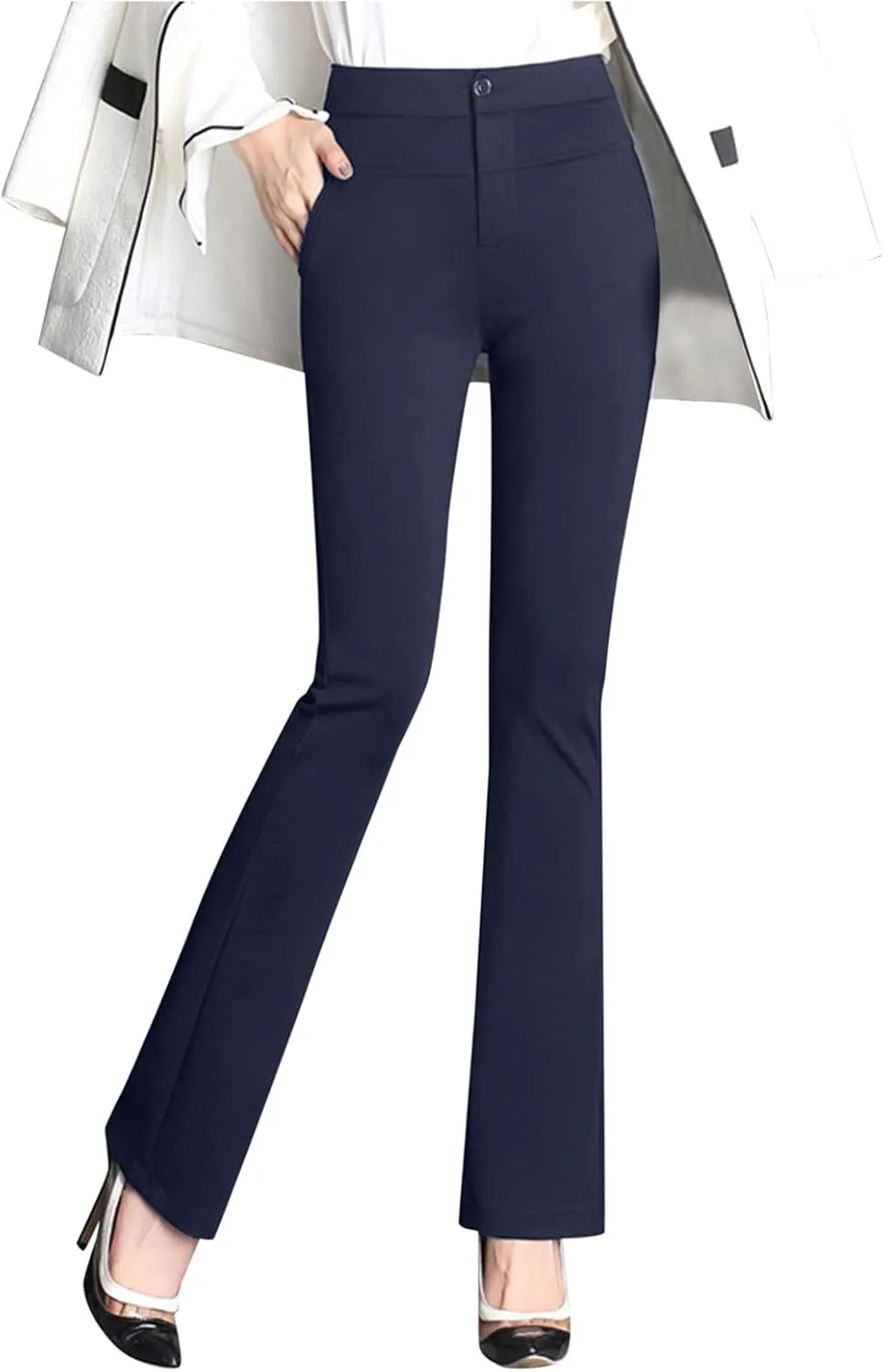 Pants Trousers Women High Waist Leg Work Stretchy Casual Straight Business Slim Fit Pants for Women for Work