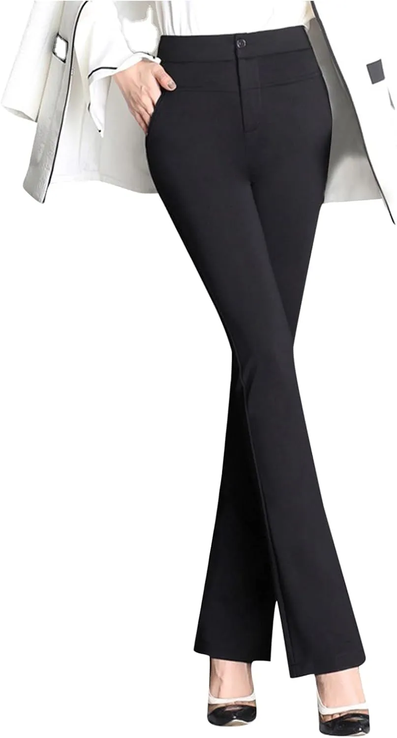 Pants Trousers Women High Waist Leg Work Stretchy Casual Straight Business Slim Fit Pants for Women for Work