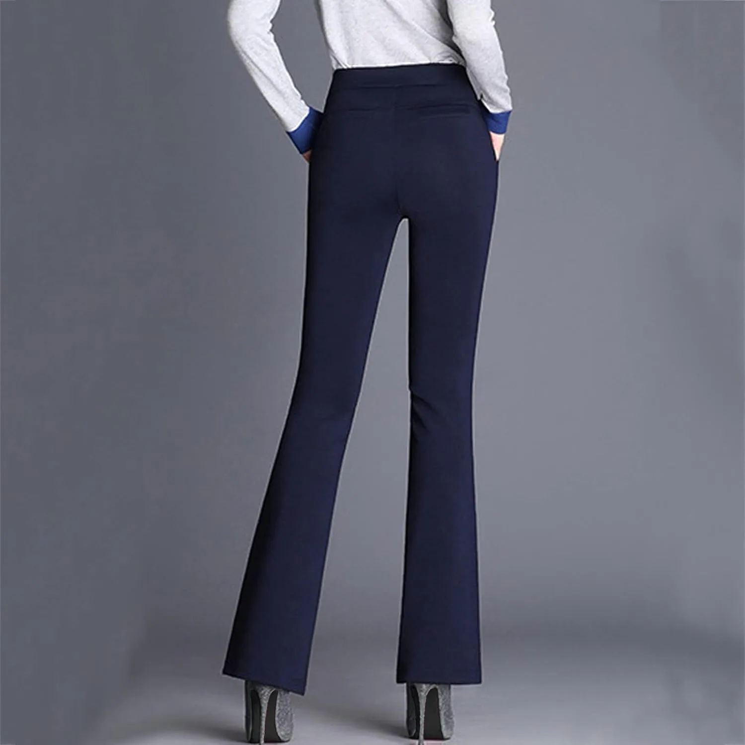 Pants Trousers Women High Waist Leg Work Stretchy Casual Straight Business Slim Fit Pants for Women for Work