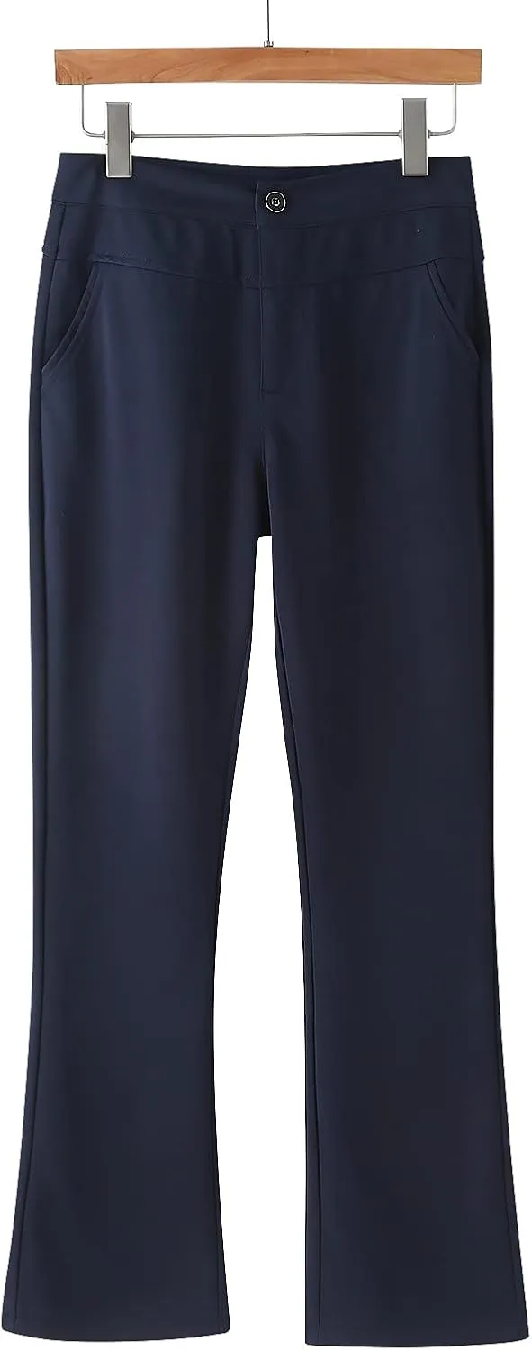 Pants Trousers Women High Waist Leg Work Stretchy Casual Straight Business Slim Fit Pants for Women for Work