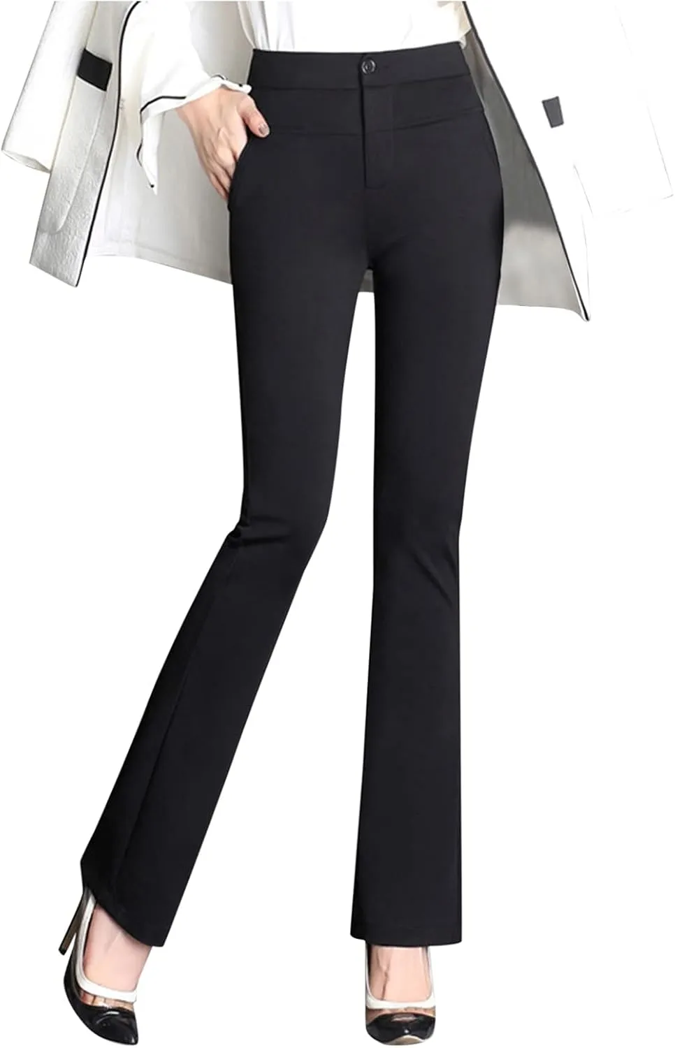Pants Trousers Women High Waist Leg Work Stretchy Casual Straight Business Slim Fit Pants for Women for Work