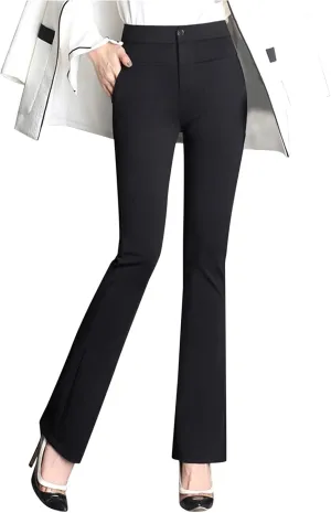 Pants Trousers Women High Waist Leg Work Stretchy Casual Straight Business Slim Fit Pants for Women for Work
