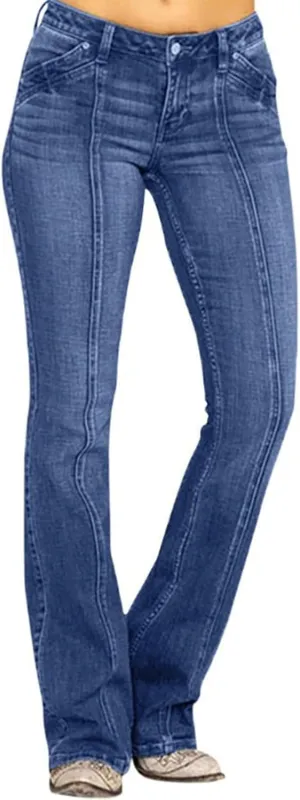 Patchwork Bell Bottom Jeans for Women High Waisted Flare Jeans Classic Wide Leg Denim Pants Stretch Bootcut Jeans