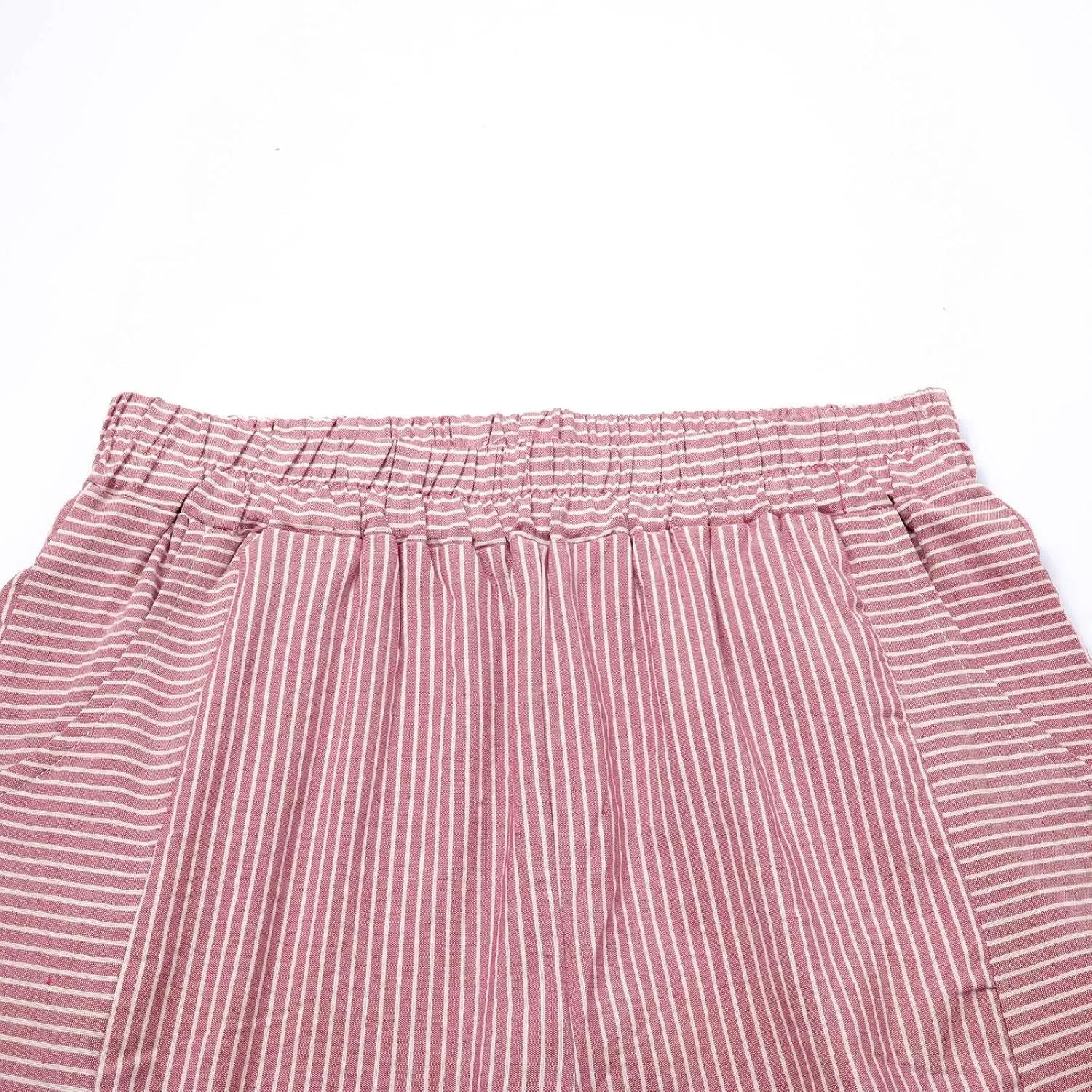 Plus Size Capris for Women Striped Floral Printed Cotton Linen Pants Lightweight Casual Trousers with Pockets