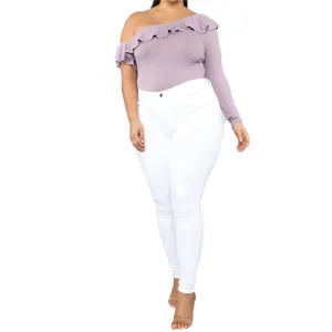 Plus Size Jeans for Women High Waisted Stretch Casual Skinny Jeans Regular Fit Straight Leg Denim Pants Jegging (3X-Large,White)