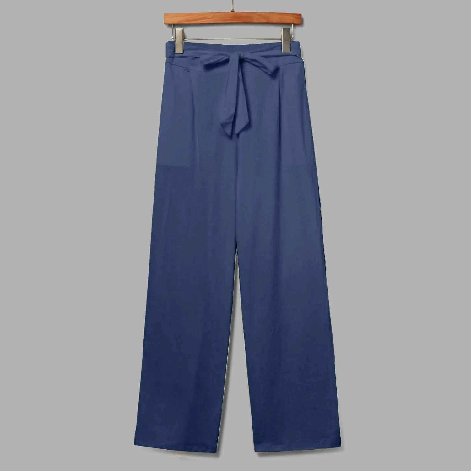 Plus Size Linen Pants for Women Straight Leg Lightweight Summer Pants Casual Loose High Waisted Lounge Pants w/Pockets