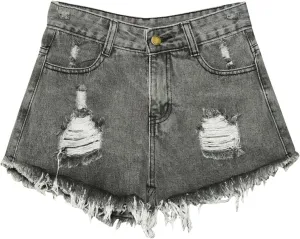 Plus Size Short Jeans for Womens Summer Dressy High Waisted Button Ripped Mini Denim Shorts Lounge Loose Outfit