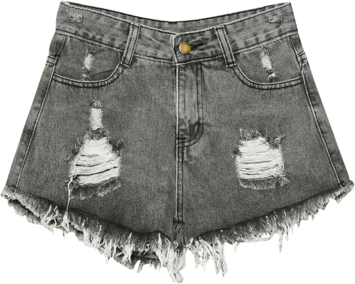Plus Size Short Jeans for Womens Summer Dressy High Waisted Button Ripped Mini Denim Shorts Lounge Loose Outfit