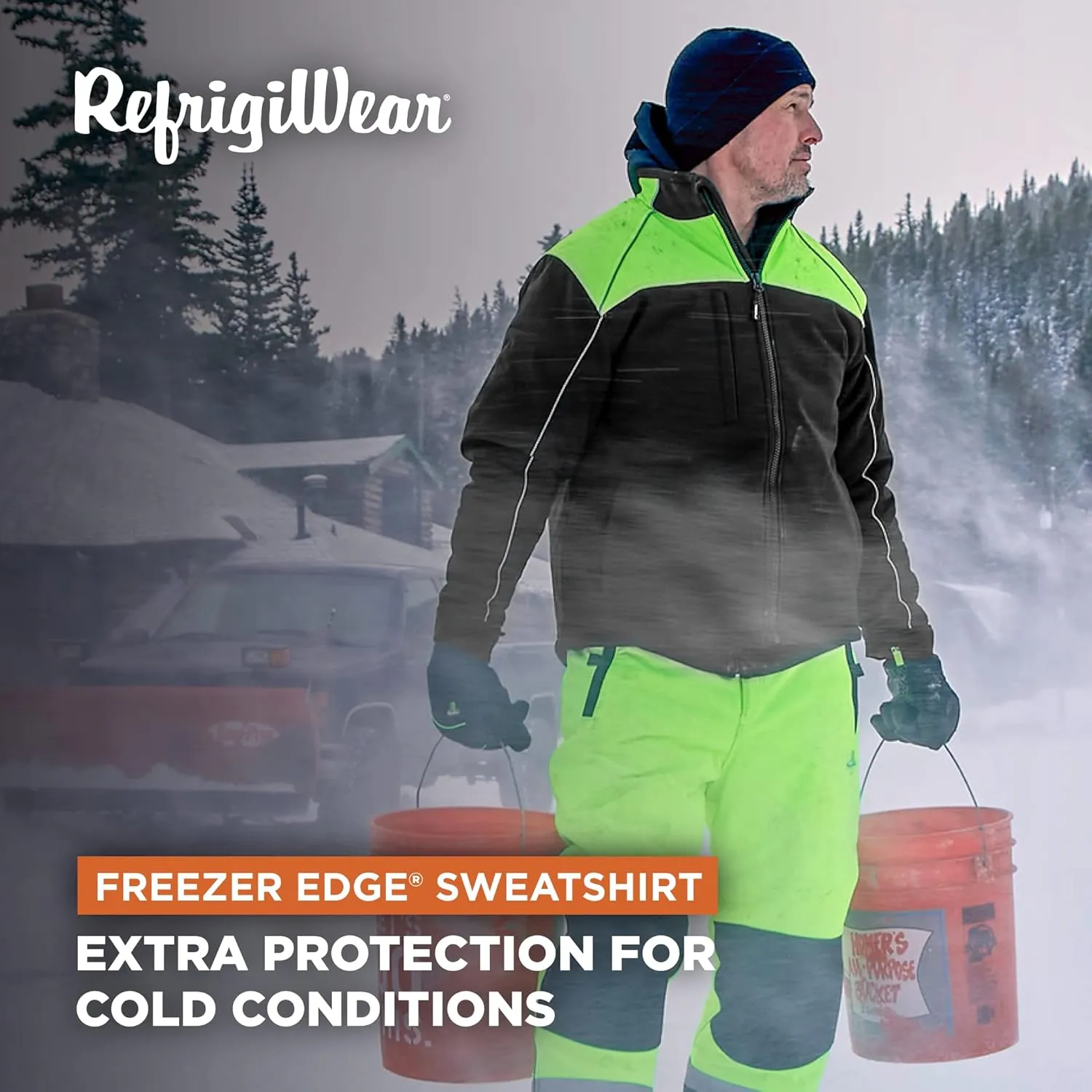 RefrigiWear Freezer Edge Hooded Sweatshirt, Zip-Up Hoodie for Men and Women