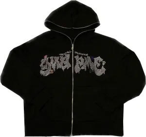 Rhinestone Skeleton Zip Up Hoodie, Men Women Y2K Oversize Jacket Skull Sweatershirt