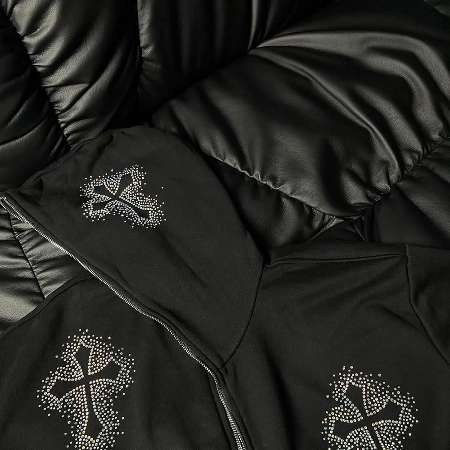 Rhinestone Skeleton Zip Up Hoodie, Men Women Y2K Oversize Jacket Skull Sweatershirt