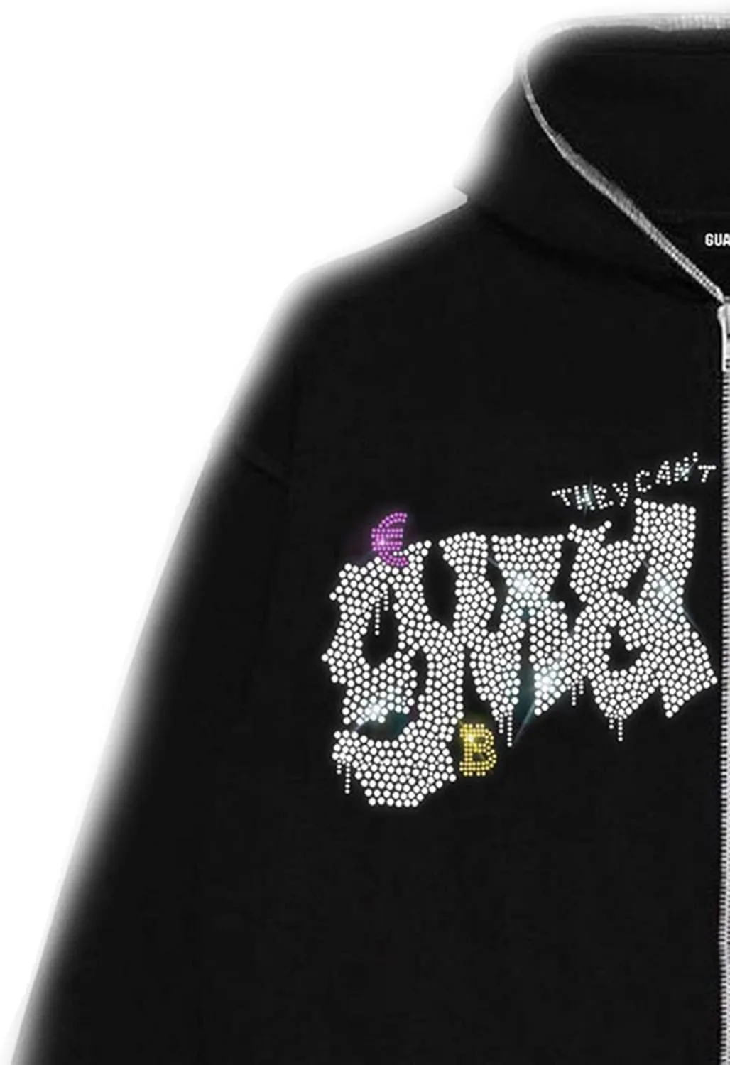 Rhinestone Skeleton Zip Up Hoodie, Men Women Y2K Oversize Jacket Skull Sweatershirt