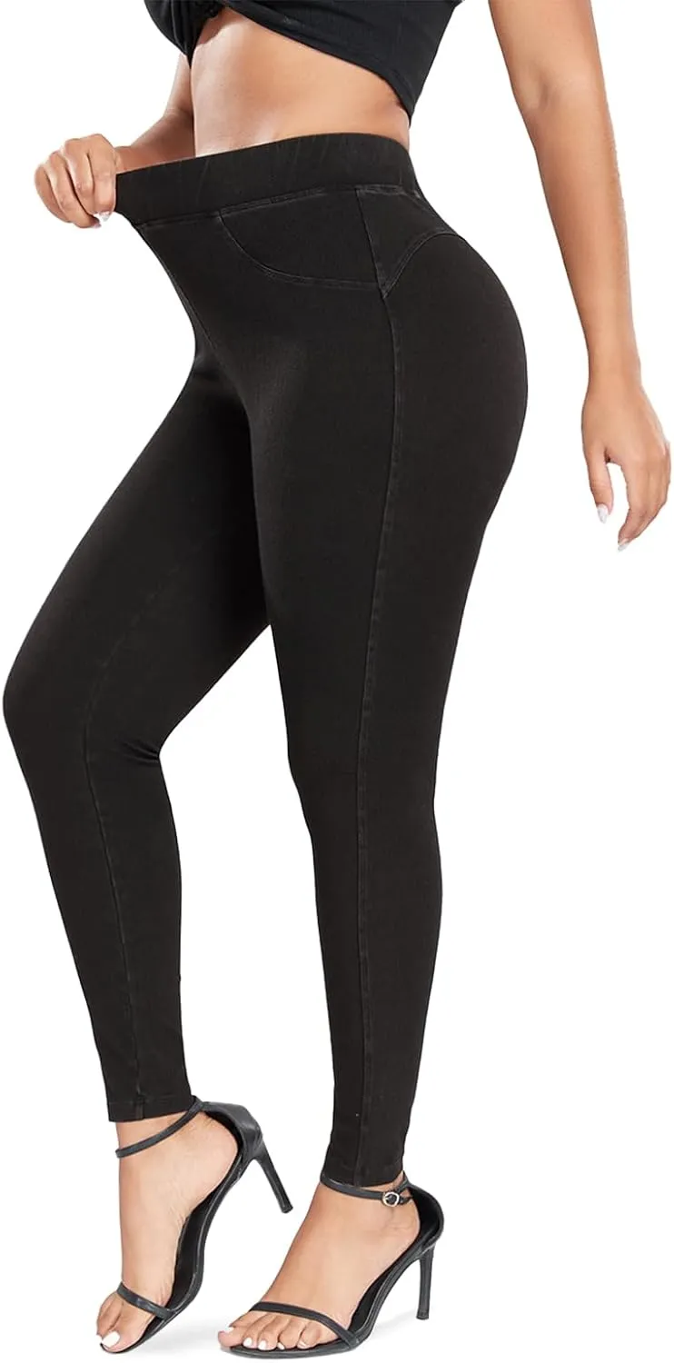 RIOJOY Women's Skinny Jeans High Waisted Pull On Jeggings Scrunch Butt Lifting Stretch Slim Fit Denim Pants