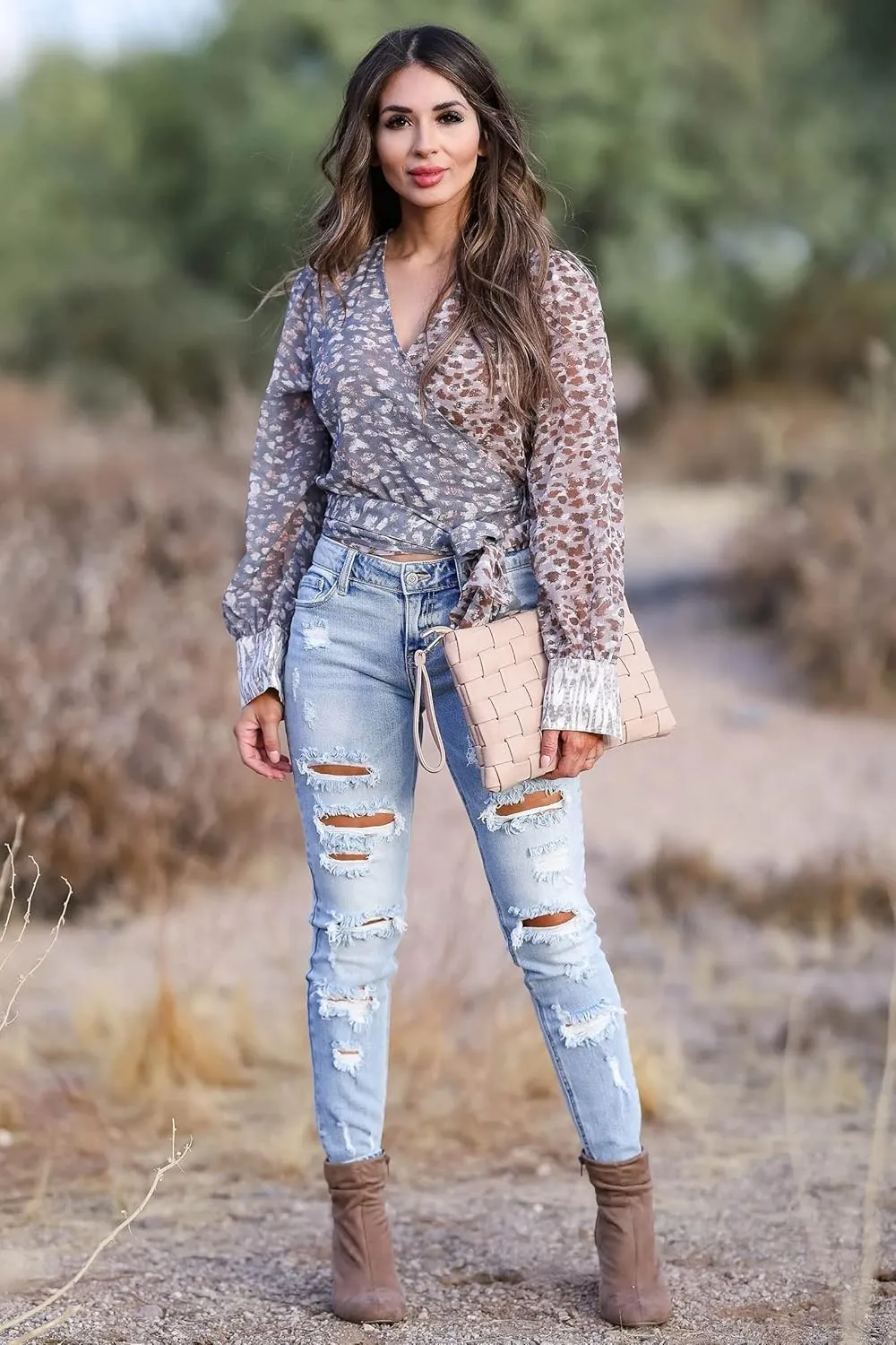 Ripped Jeans Womens high Waisted Stretch Skinny Distressed Cargo Emo Denim Pants