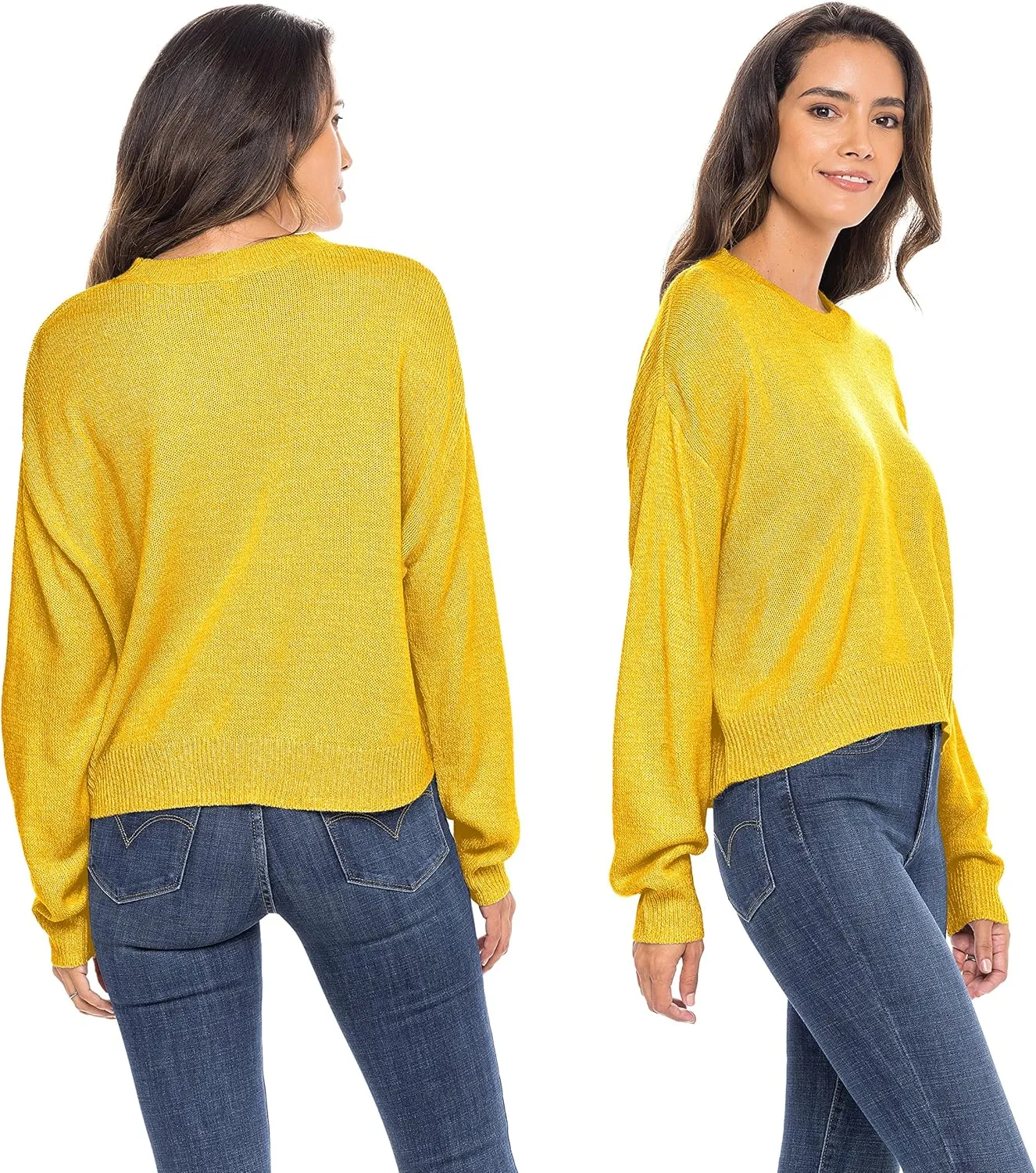 Sexy Basics Women's Long-Sleeve Midweight Cozy Crewneck Sweater | Multi Packs