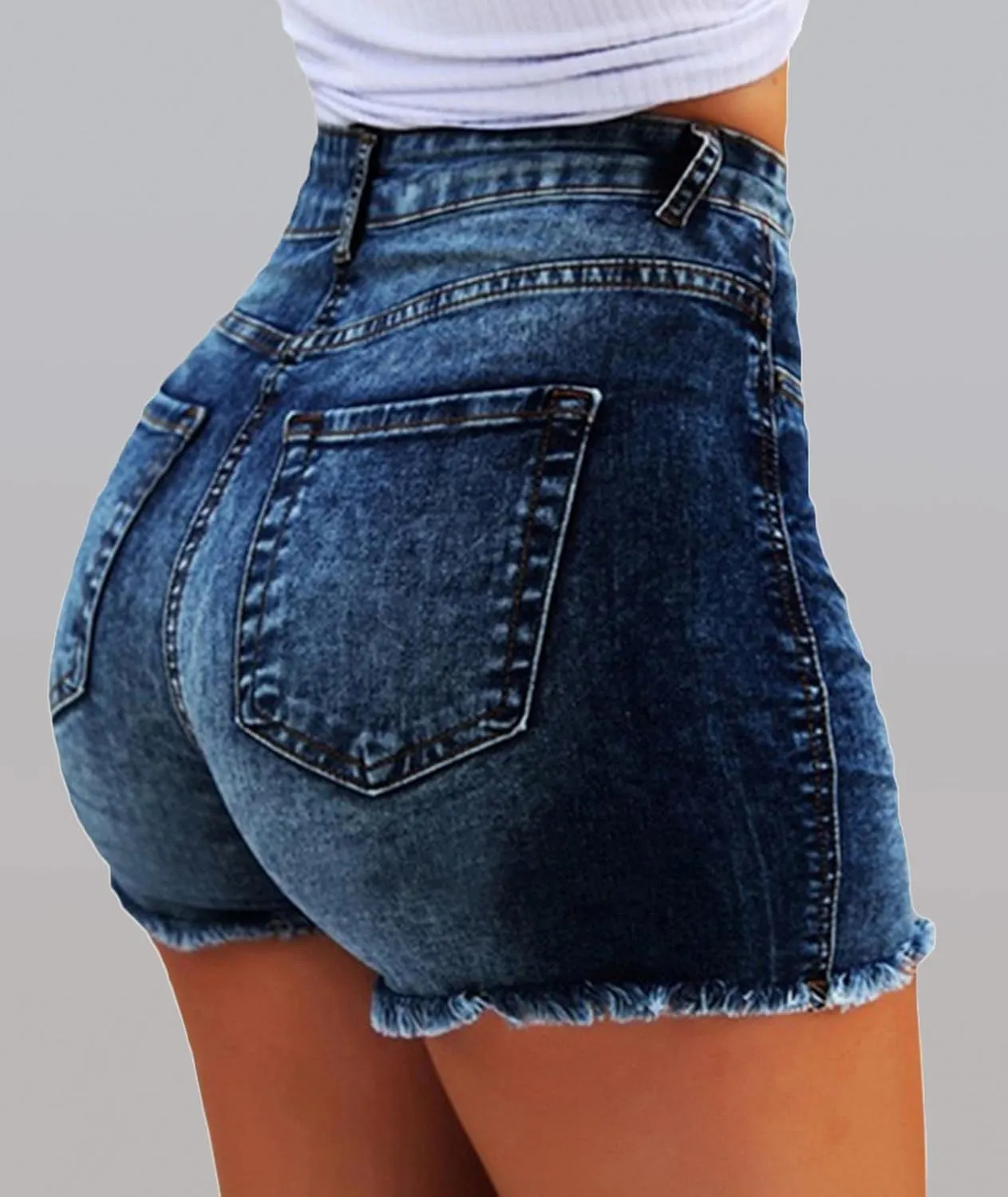 Sexyshine Women's High Waist Distressed Casual Cut Off Ripped Jeans Denim Shorts