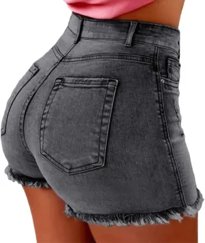 Sexyshine Women's High Waist Distressed Casual Cut Off Ripped Jeans Denim Shorts