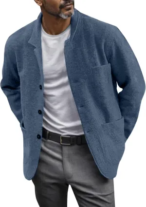 Shirt Jacket For Men Button Down Winter Casual Shirts Solid Long Sleeve Cardigan With Pockets