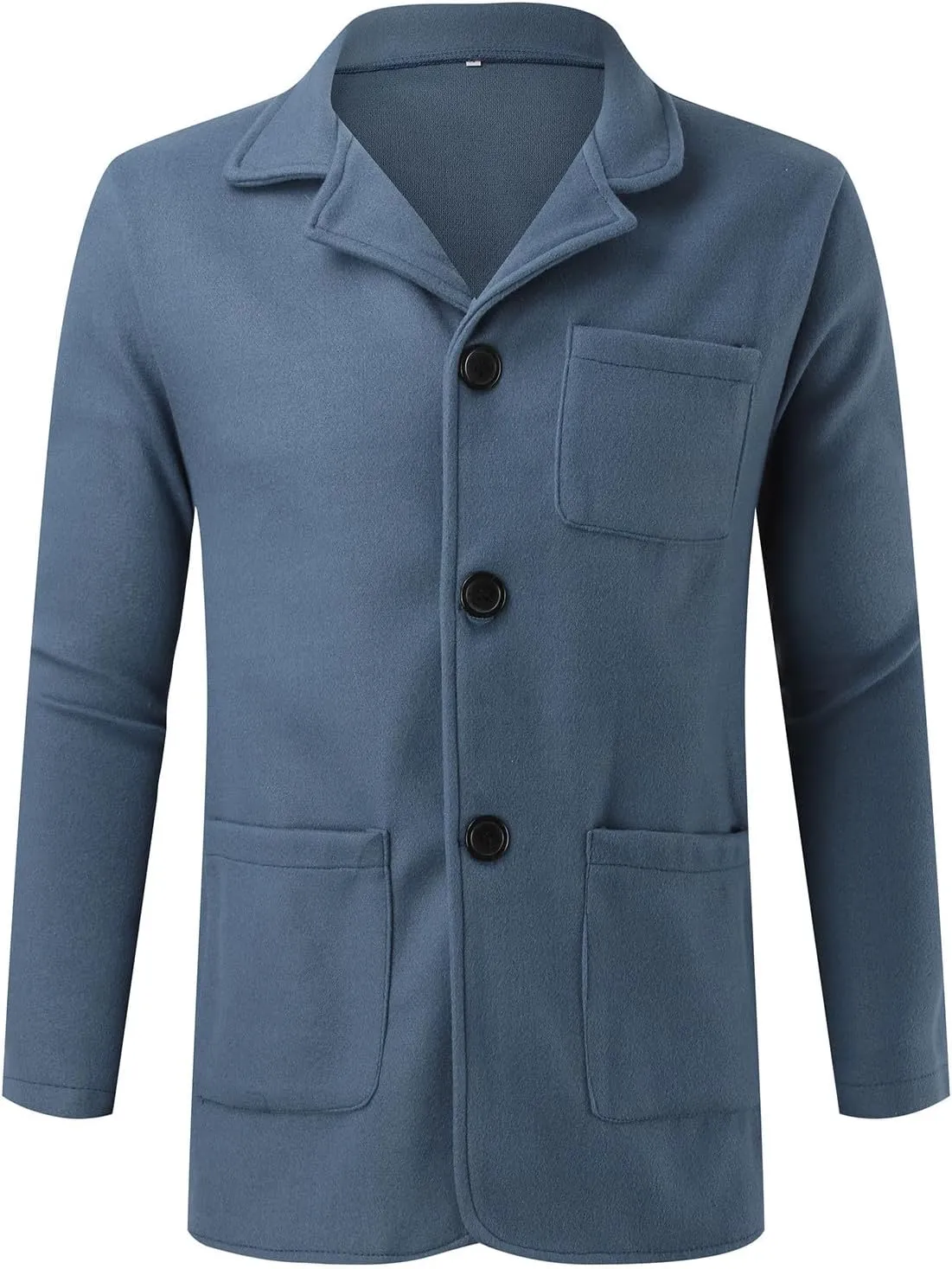 Shirt Jacket For Men Button Down Winter Casual Shirts Solid Long Sleeve Cardigan With Pockets