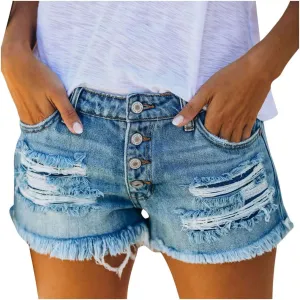 Shorts for Women Denim High Waisted Fashionable Plain Color Stretch Mom Jean Shorts with Pockets Frayed Hem Hot Short Pants Summer Shorts for Teen Girls