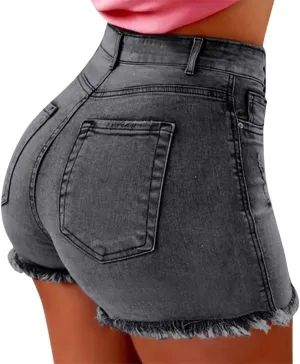 Shorts for Women High Waisted Stretchy Ripped Jean Shorts Distressed Frayed Denim Shorts Ladies Sexy Jean Shorts for Work