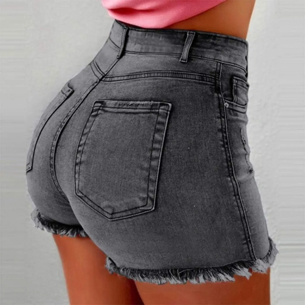 Shorts for Women High Waisted Stretchy Ripped Jean Shorts Distressed Frayed Denim Shorts Ladies Sexy Jean Shorts for Work