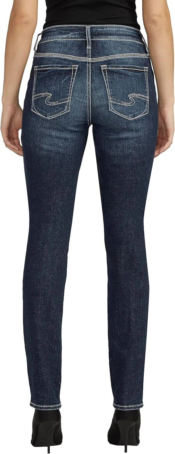 Silver Jeans Co. Women's Elyse Mid Rise Comfort Fit Straight Leg Jeans
