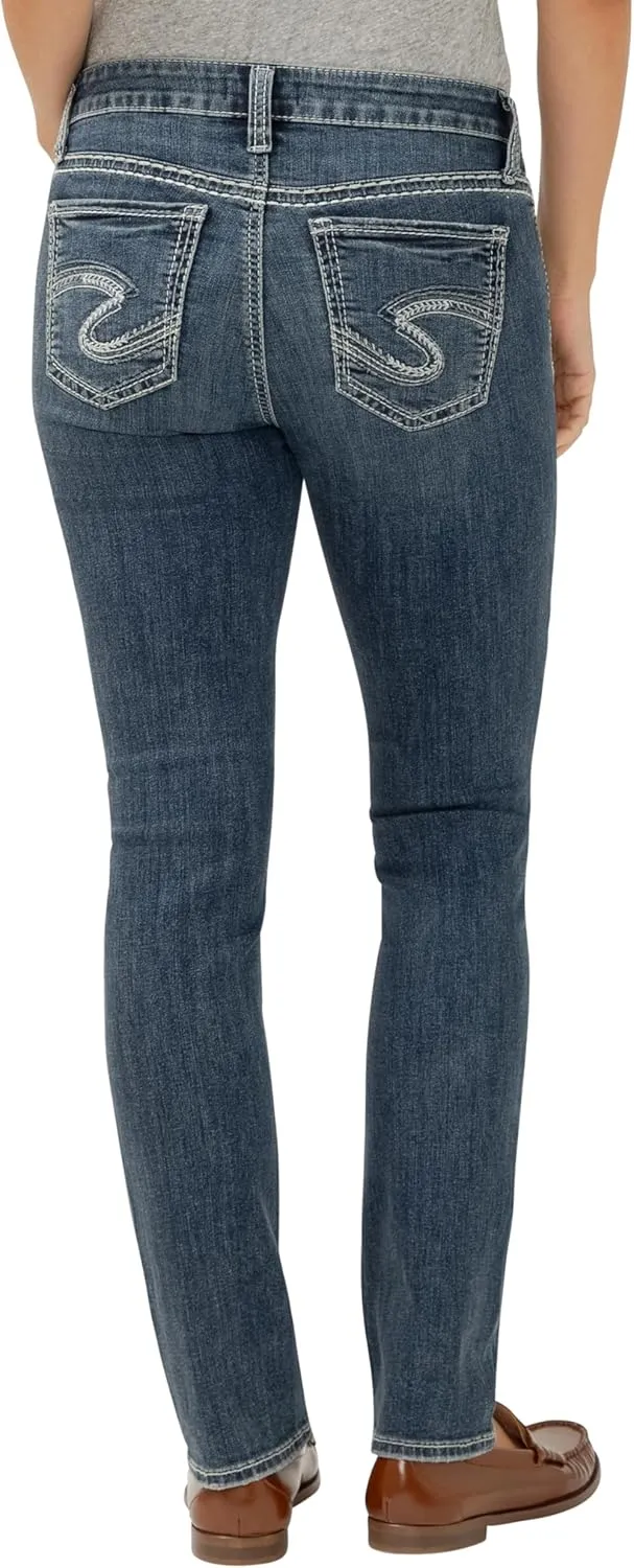 Silver Jeans Co. Women's Elyse Mid Rise Comfort Fit Straight Leg Jeans