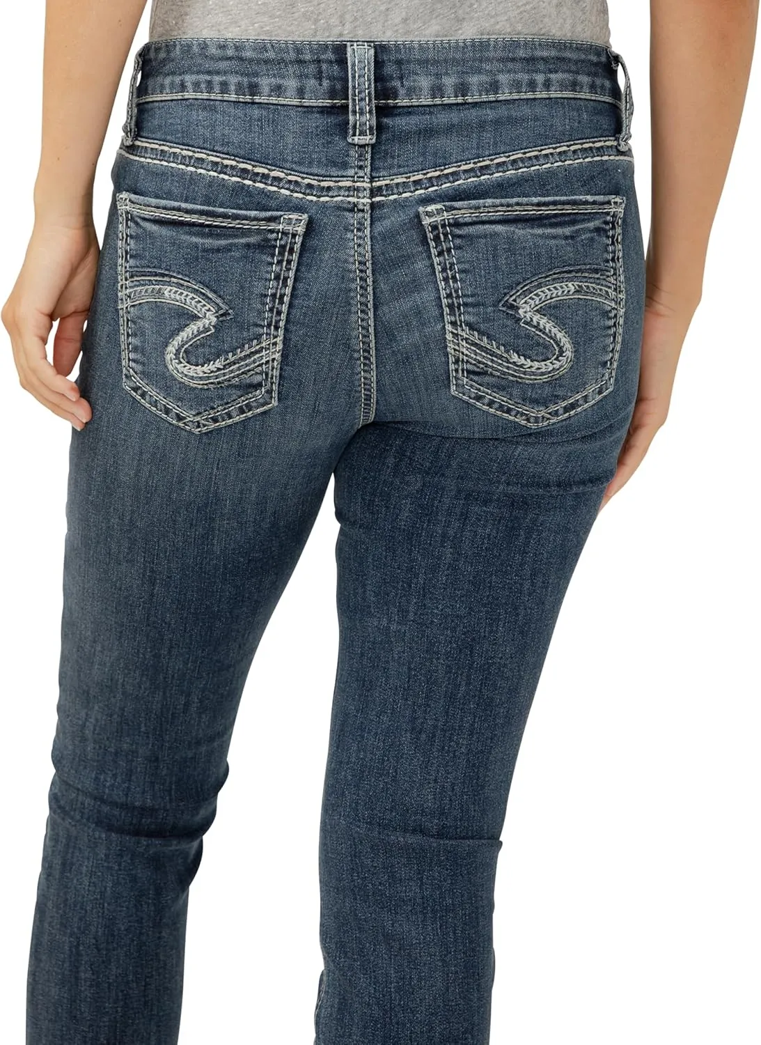 Silver Jeans Co. Women's Elyse Mid Rise Comfort Fit Straight Leg Jeans