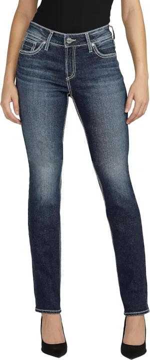 Silver Jeans Co. Women's Elyse Mid Rise Comfort Fit Straight Leg Jeans