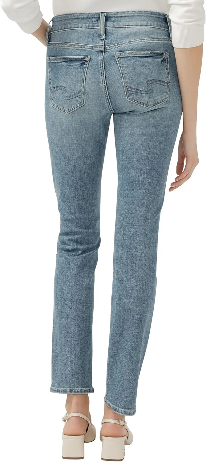 Silver Jeans Co. Women's Elyse Mid Rise Comfort Fit Straight Leg Jeans