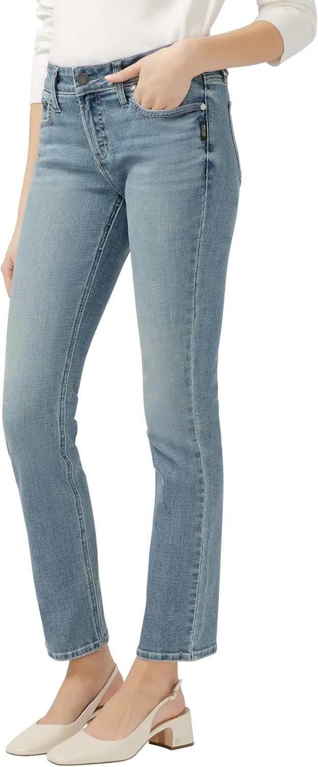 Silver Jeans Co. Women's Elyse Mid Rise Comfort Fit Straight Leg Jeans