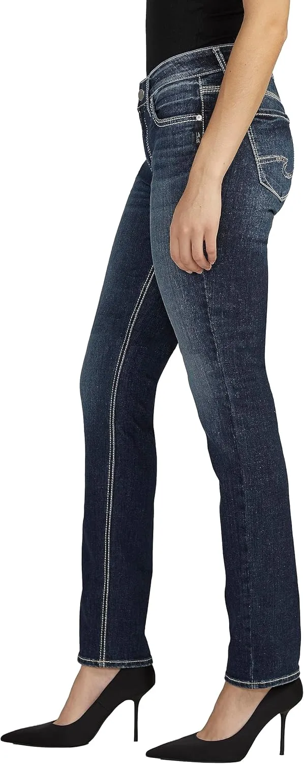 Silver Jeans Co. Women's Elyse Mid Rise Comfort Fit Straight Leg Jeans