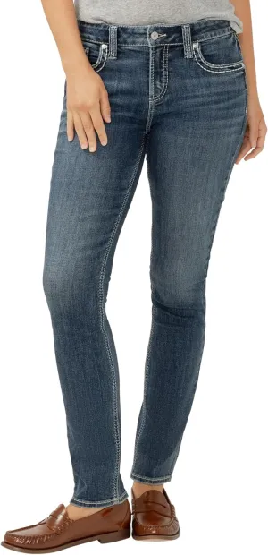 Silver Jeans Co. Women's Elyse Mid Rise Comfort Fit Straight Leg Jeans