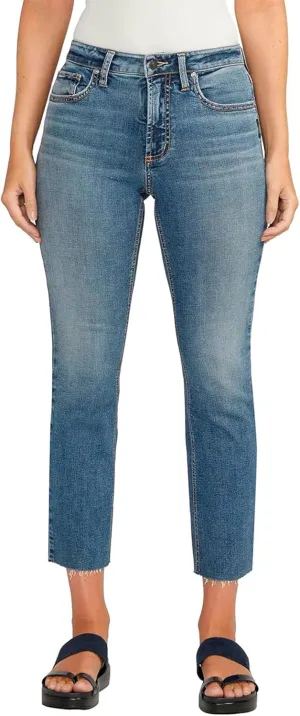 Silver Jeans Co. Women's Most Wanted Mid Rise Straight Leg Crop Jeans